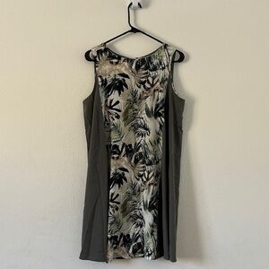 Imanimo Maternity Green Palm Print Tropical Dress Size Medium